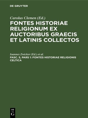 cover image of Fontes historiae religionis Celtica